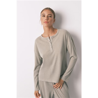 Pijama largo textura waffle verde