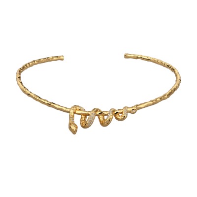 Колье Змея (кристаллы SW белые; покрытие золото), Есть комплект