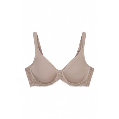 Sujetador reductor microfibra y encaje beige REAL