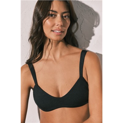 Top bikini negro semi brillante