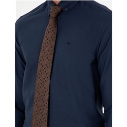 Lacivert Slim Fit Uzun Kollu Gömlek