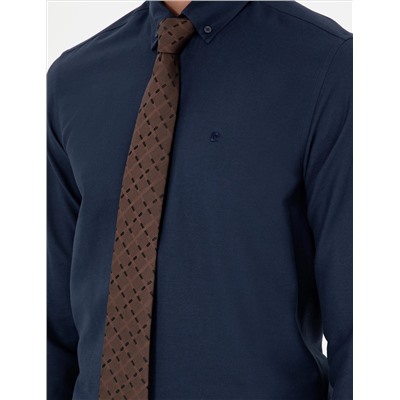 Lacivert Slim Fit Uzun Kollu Gömlek