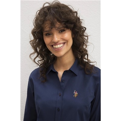 Kadın Lacivert Uzun Kollu Basic Gömlek