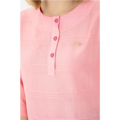 Kadın Pembe Kısa Kollu Gömlek