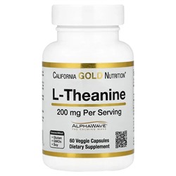 California Gold Nutrition, L-Theanine, Featuring AlphaWave®, 200 mg, 60 Veggie Capsules