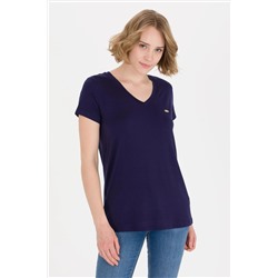 Kadın Lacivert V - Yaka Basic Tişört