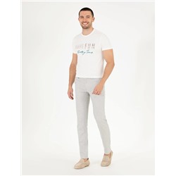 Gri Keten Karışımlı Jogger Kumaş Pantolon