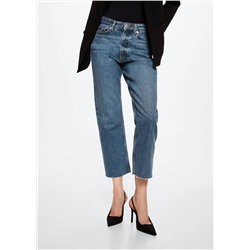 Jeans rectos tiro alto crop -  Mujer | MANGO OUTLET Melilla