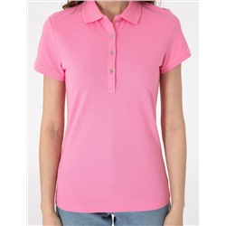 Pembe Regular Fit Pamuklu Polo Yaka Basic Tişört