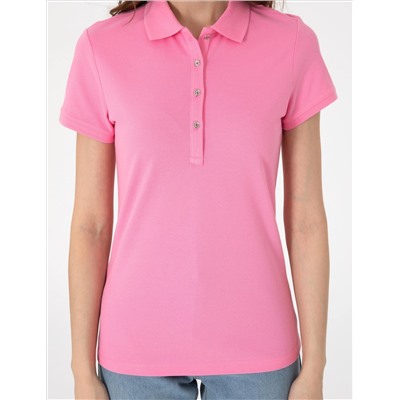 Pembe Regular Fit Pamuklu Polo Yaka Basic Tişört
