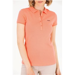 Kadın Somon Basic Polo Yaka Tişört