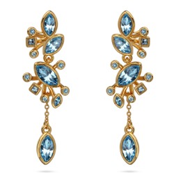 Серьги Эйва (кристаллы SW аквамарин; покрытие золото), Есть комплект