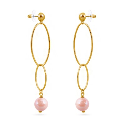 Серьги (Майорка 12мм нежный персик; покрытие золото), Есть комплект