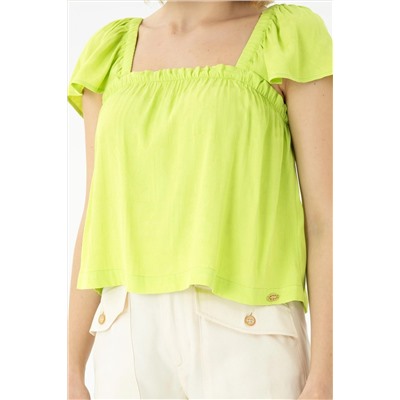 Kadın Neon Sarı Kısa Kollu Gömlek