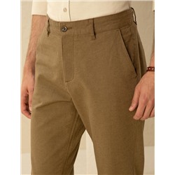 Haki Carrot Fit Keten Karışımlı Kanvas Pantolon