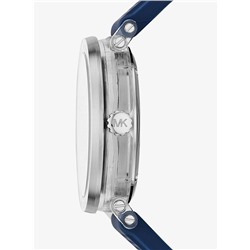 Oversized Greer Silver-Tone and Perforated Silicone Watch