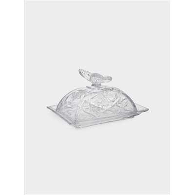 Масленка, 17х12 см, стекло, прямоугольная, Бабочка, Butterfly