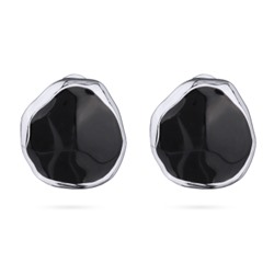 Серьги Палитра (эмаль черная; покрытие родий), Есть комплект