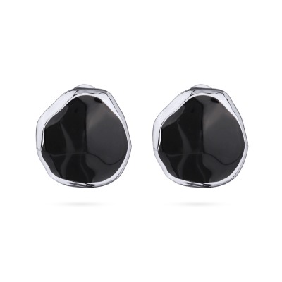 Серьги Палитра (эмаль черная; покрытие родий), Есть комплект