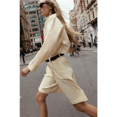 HIGH-WAIST DARTED BERMUDA SHORTS WITH BELT