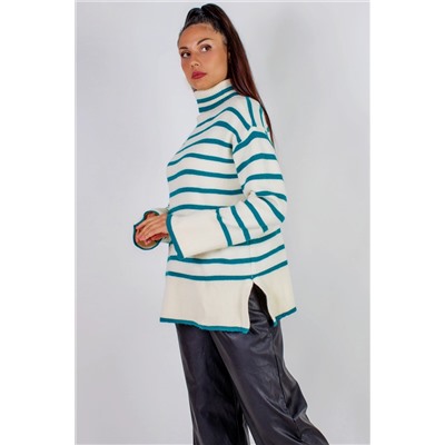 Теплая туника в полоску высокий ворот арт. 2918