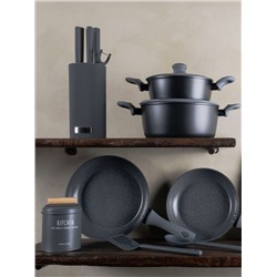 Банка для сыпучих продуктов, 1 л, металл/дерево, графитовая, Local