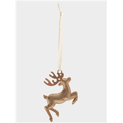 Игрушка елочная, 8 см, металл, золотистая, Прыгающий олень, New year