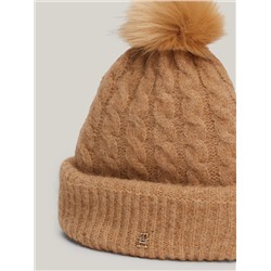 Cable Knit Alpaca-Blend Pom Beanie Women's