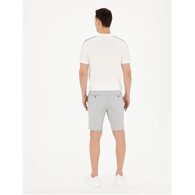 Gri Slim Fit Gofre Dokuma Şort