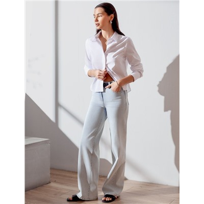 Джинсы трубы из эластичного денима