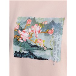 Лонгслив с принтом из премиального хлопка с эластаном