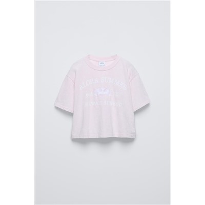 SLOGAN T-SHIRT WITH FLORAL EMBROIDERY