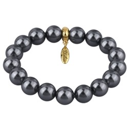 Браслет (Майорка 12мм темно-серая; покрытие золото), Есть комплект