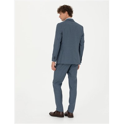 %100 Yün Koyu Mavi Ekstra Slim Fit Takım Elbise