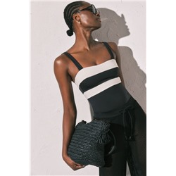 Bañador bandeau moldeador color block B&W