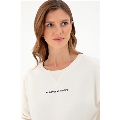 Kadın Krem Bisiklet Yaka Sweatshirt