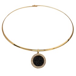 Колье Галактика (кристаллы SW черные; покрытие золото) 42см, Есть комплект