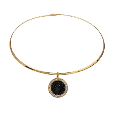 Колье Галактика (кристаллы SW черные; покрытие золото) 42см, Есть комплект