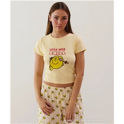 Top corto de punto en amarillo Little miss Chill