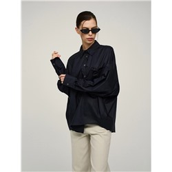 Синяя блузка О-силуэта