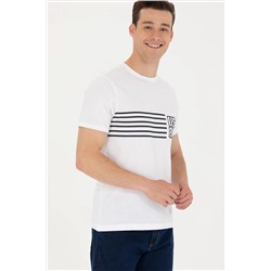 Erkek Beyaz Bisiklet Yaka Tişört