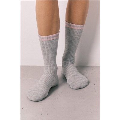 Pack 3 calcetines largos canalé gris