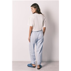 Pantalón carrot 100% algodón estampado rayas