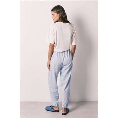 Pantalón carrot 100% algodón estampado rayas