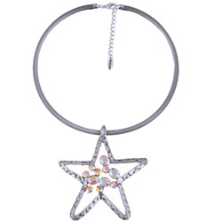 Кулон (кристаллы белые хамелеон, каучук серый; покрытие: античное серебро)