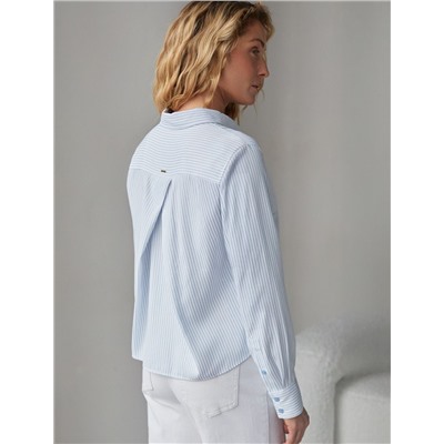 Укороченная блузка в полоску из хлопка