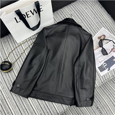 Новый стиль, куртка из овчины с длинными рукавами и лацканами, свободный стиль, кожаный галстук с бантом, дизайн 100%  Овчина высшего качества YB1:1 по индивидуальному заказу