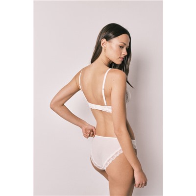 Braga clásica microfibra rayada y encaje blanco