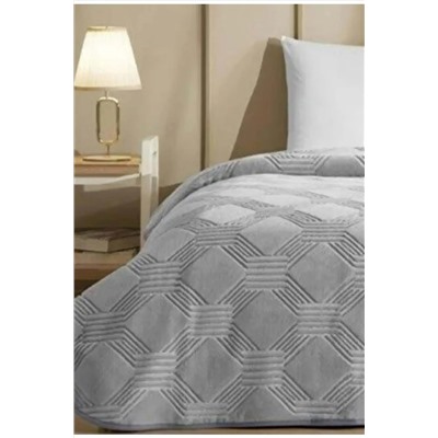 Özdilek Trendy Art Deco Çift Kişilik Battaniye (220X240)-KOYU GRİ