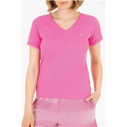 Kadın Pembe V - Yaka Tişört